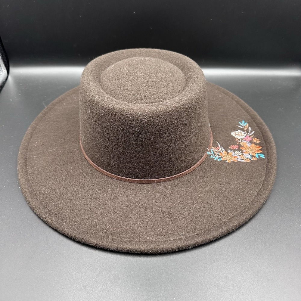 Brown Embroidered Bolero Hat RN 129386